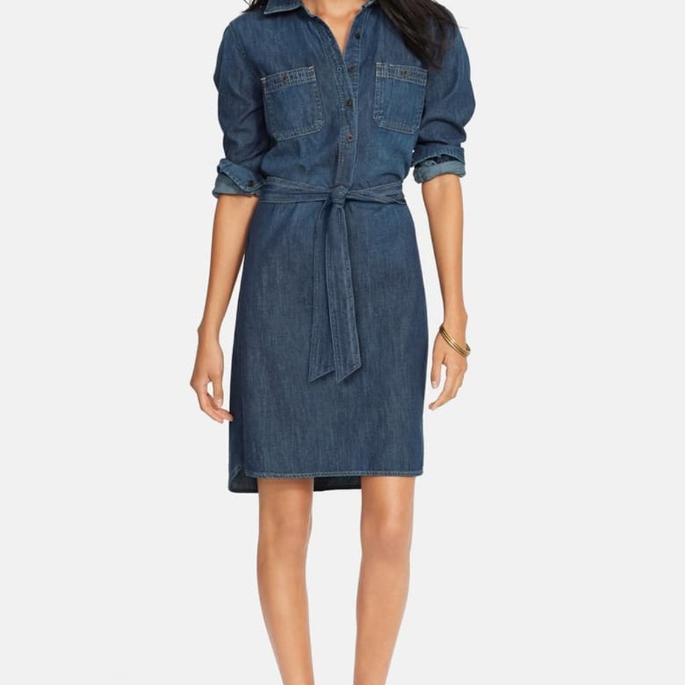 RALPH LAUREN DENIM Jeans SHIRT DRESS NAVY BLUE NWT